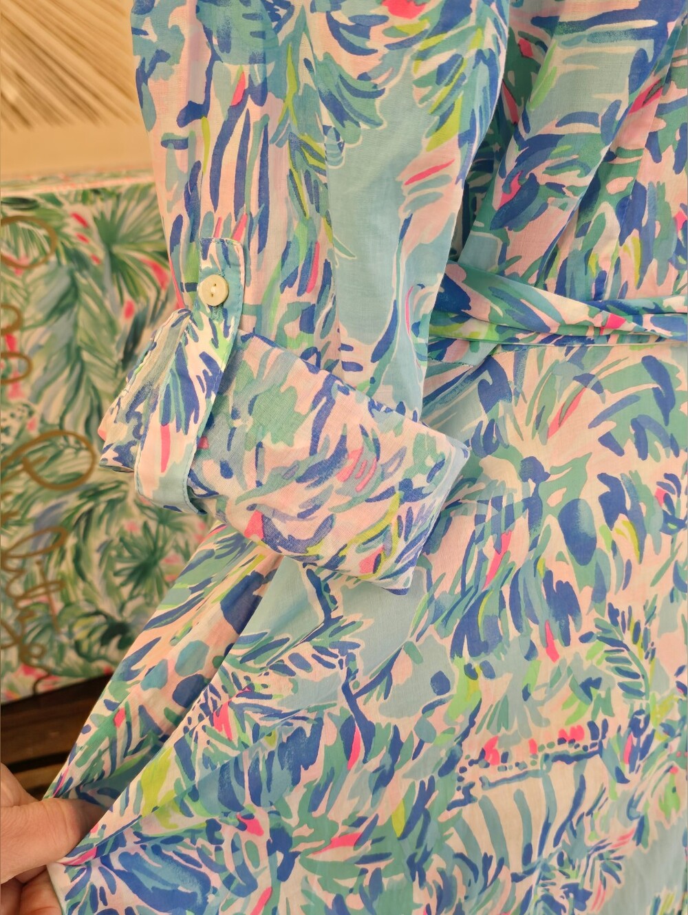🌴 Lilly Pulitzer Kalina Midi Belted Shirtdress In Blue Ibiza Cabana Cocktail - Picture 3 of 9